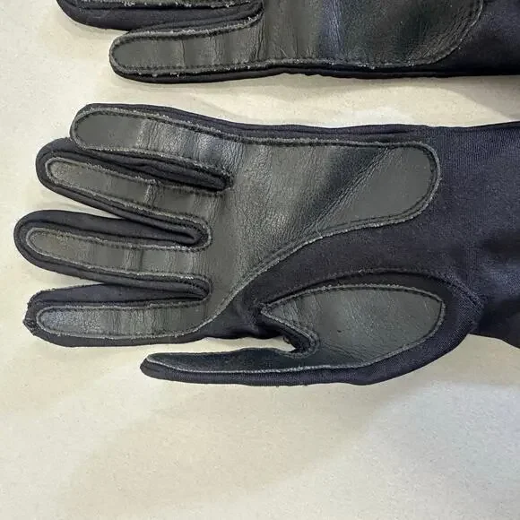 Vintage 80s Isotoner black nylon‎ Stretchy driving liner gloves one size - Picture 7 of 11